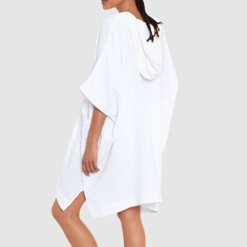 Sun Covers Hooded Towel Poncho Coverup White Terry Cloth OS